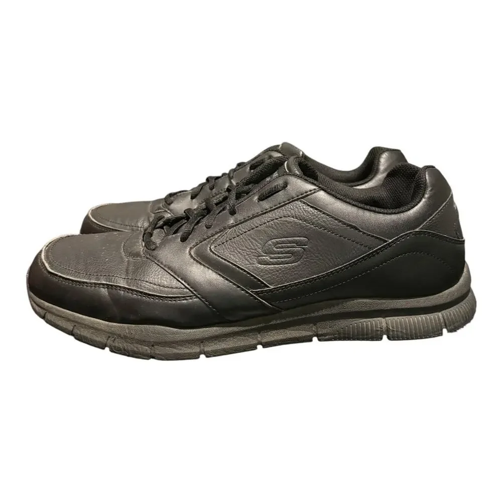 Skechers Men’s Work 77156 Memory Foam Slip Resistant Black Lace Shoes Size 14